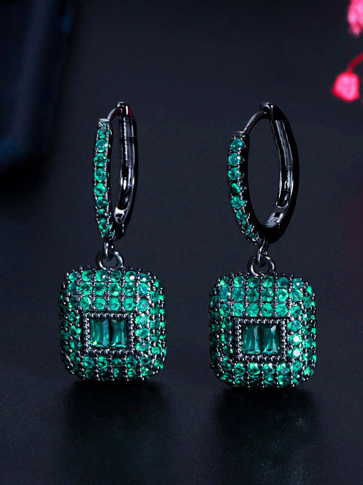 Brass Rhinestone Geometric Vintage Huggie Earring
