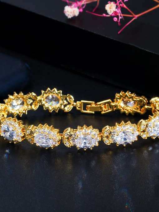 Copper Cubic Zirconia Flower Luxury Bracelet