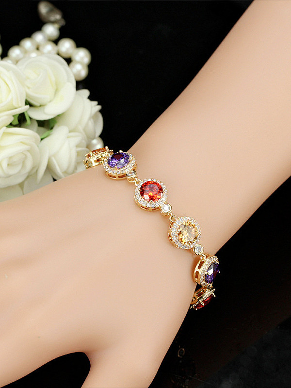 Bracelet femme plaqué or avec zircons AAA colorés