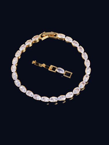 Brass Cubic Zirconia Geometric Dainty Bracelet