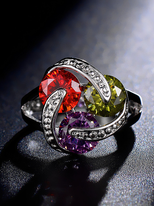 Exquisite Colorful Zircons Statement Ring