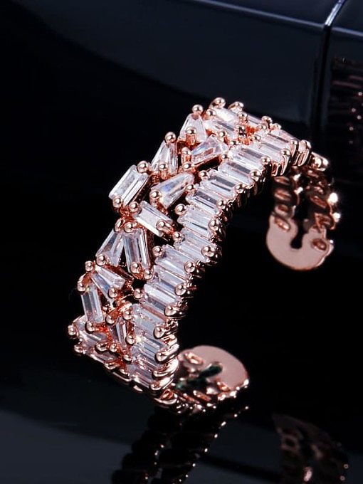 Copper Cubic Zirconia Geometric Luxury Cocktail Ring