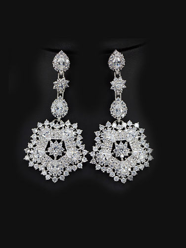 Exaggerate Flower Wedding Drop Cluster earring