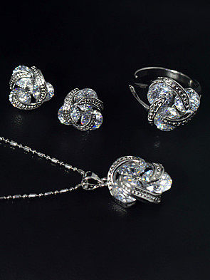 Luxury Three Zircons Jewelry Set