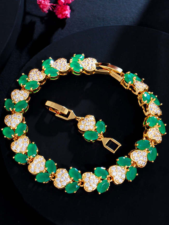 Brass Cubic Zirconia Heart Luxury Bracelet