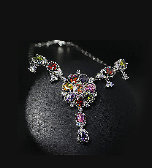 Conjunto de joias coloridas para casamento de duas peças