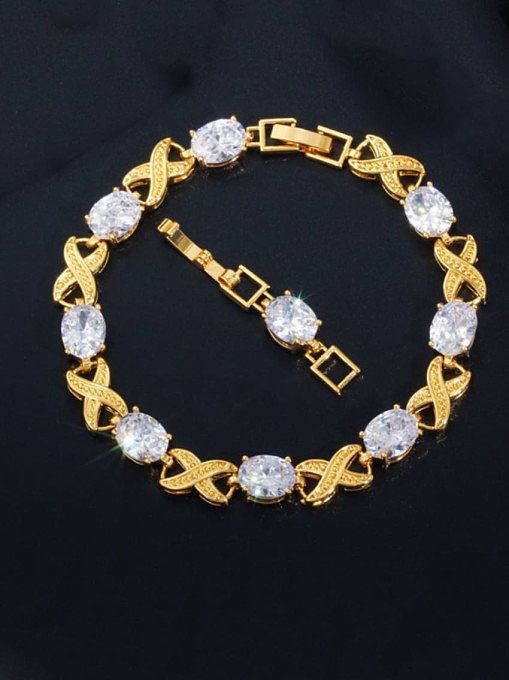 Copper Cubic Zirconia Geometric Luxury Bracelet