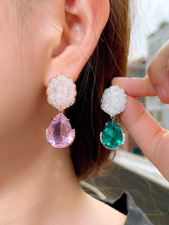 Brass Cubic Zirconia Water Drop Luxury Drop Earring