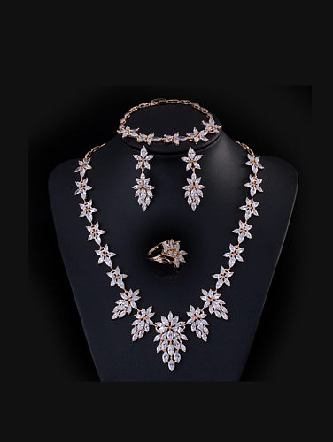 Elegant Leaf-shape Four Pieces Jewelry Set