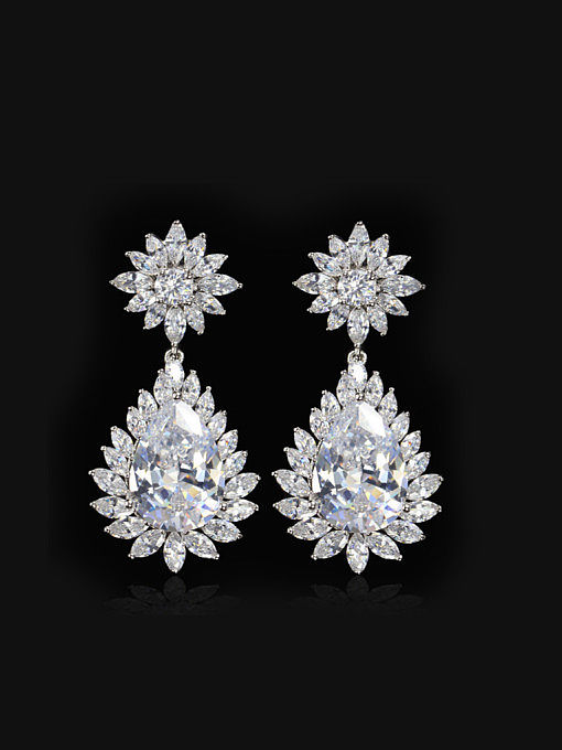 Western Style Zircons Plating Drop Cluster earring