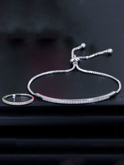 Cuivre avec zircon cubique Simplistic Fringe Bracelets de taille libre