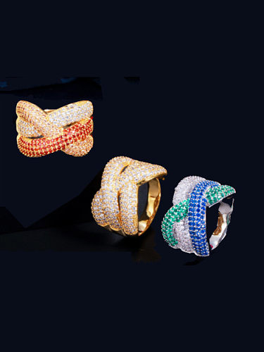 Brass Cubic Zirconia Cross Luxury Band Ring