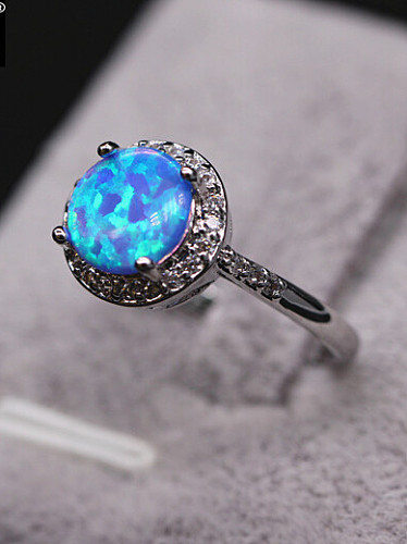Platinum Plated Opal Stones Ring