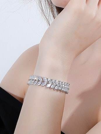 Bracelet de luxe en feuille de zircon cubique en laiton