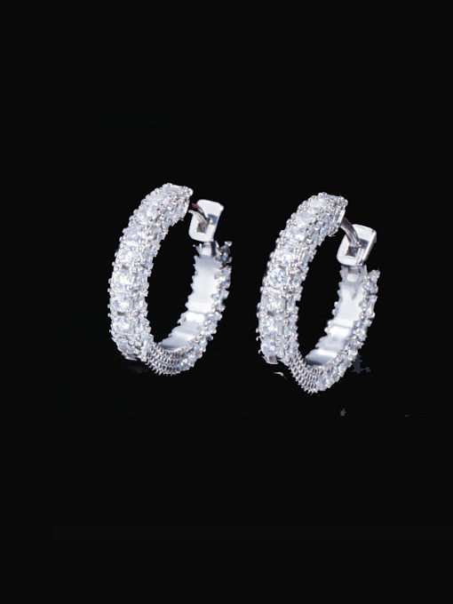 Brass Cubic Zirconia Geometric Statement Cluster Earring