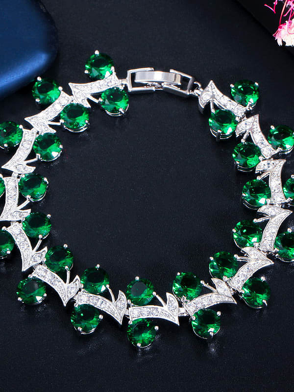 Copper Cubic Zirconia Leaf Luxury Bracelet