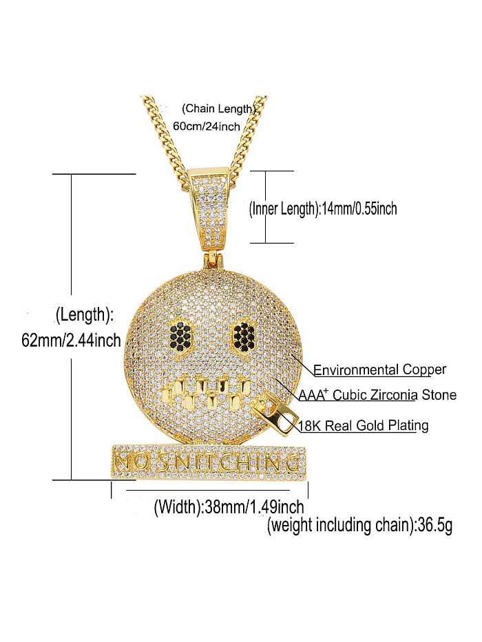 Brass Cubic Zirconia No Snitching Hip Hop Necklace