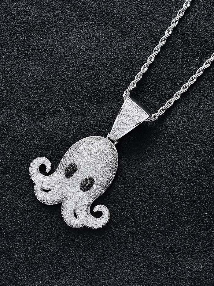 Brass Cubic Zirconia Octopus Hip Hop Necklace