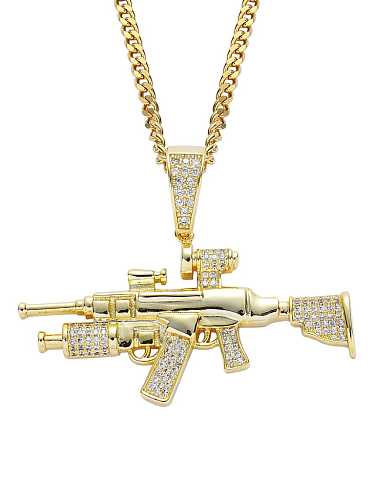 Brass Cubic Zirconia Sniper rifle Hip Hop Necklace