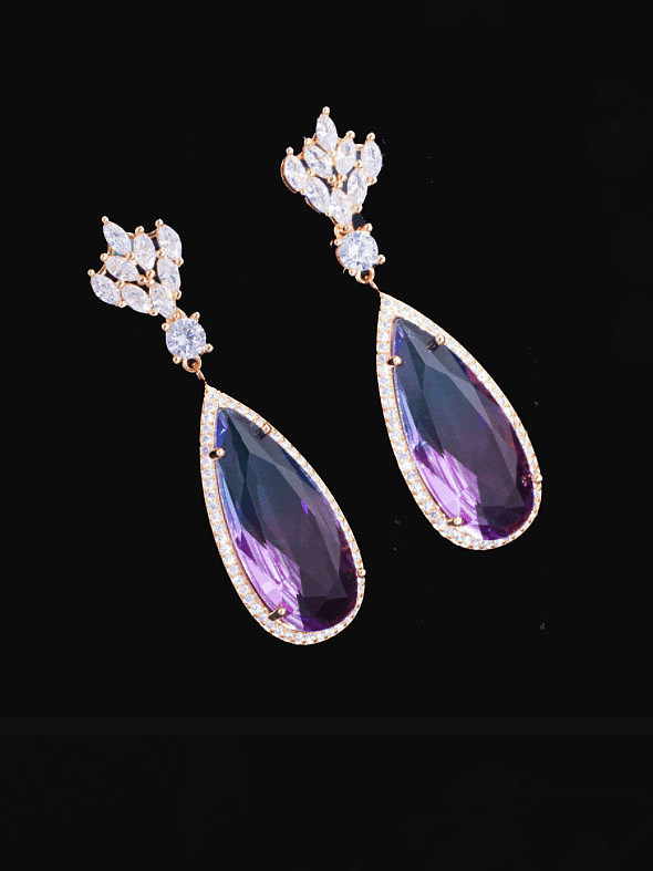 Brass Cubic Zirconia Water Drop Luxury Drop Earring