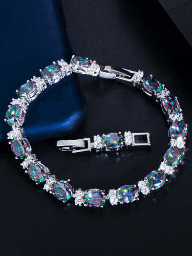 Brass Cubic Zirconia Geometric Dainty Bracelet