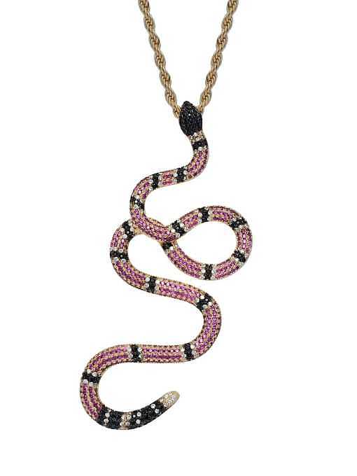 Brass Cubic Zirconia Snake Hip Hop Necklace