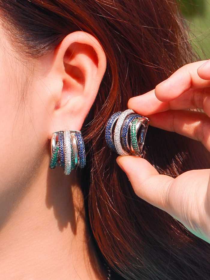Brass Cubic Zirconia Geometric Luxury Stud Earring