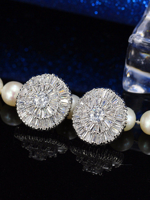 Simple Style Noble Round Stud Cluster earring