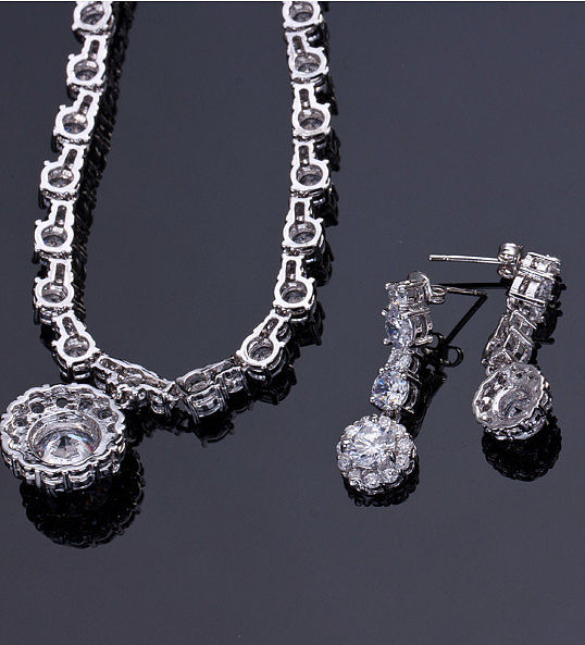Conjunto de joias simples de duas peças de zircônia