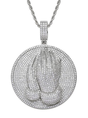 Brass Cubic Zirconia Round Hip Hop Necklace