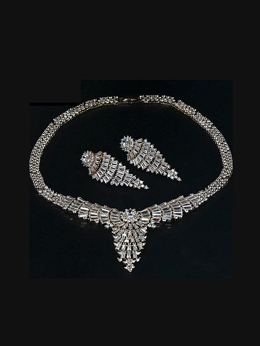 Fashionable Zircon Necklace earring Jewelry Set
