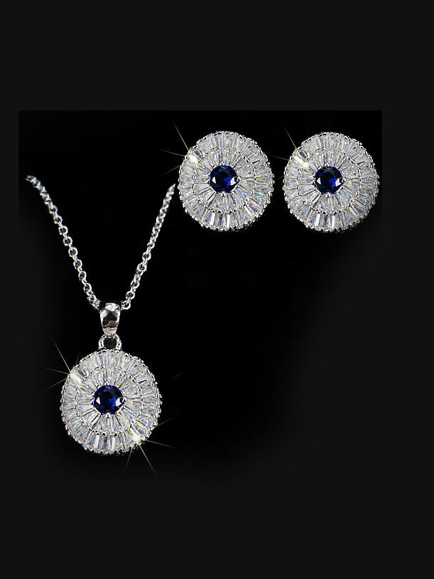 Noble Round Shaped stud Earring Necklace Jewelry Set