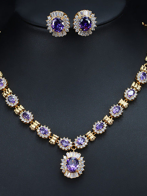 Classical Color Zircon Two Pieces Jewelry Set