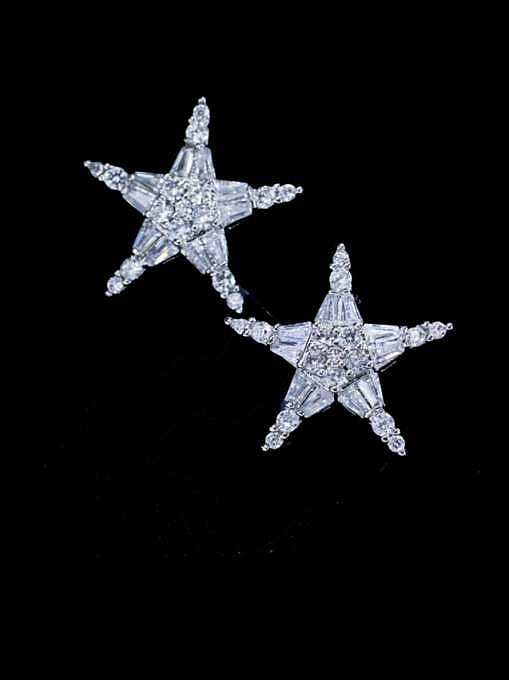 Zierlicher Ohrstecker aus Messing mit kubischem Zirkonia-Stern