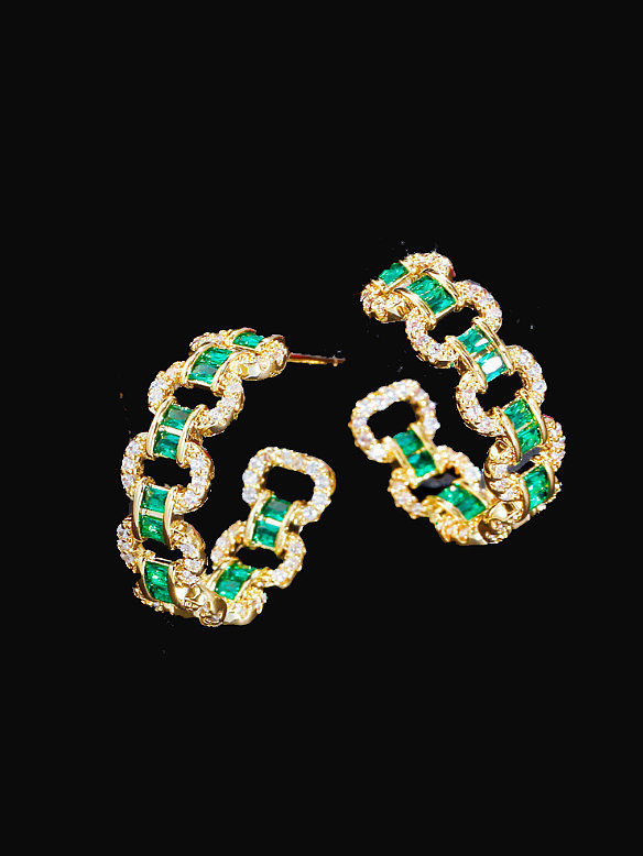 Brass Cubic Zirconia Geometric Luxury Stud Earring
