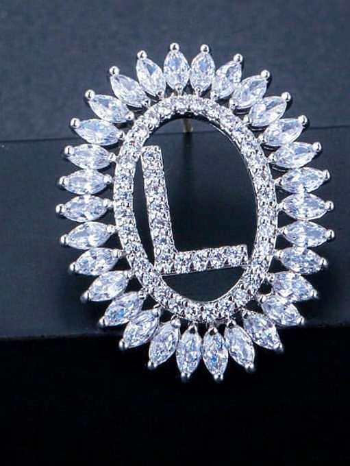 Brass Cubic Zirconia Letter Luxury Stud Earring