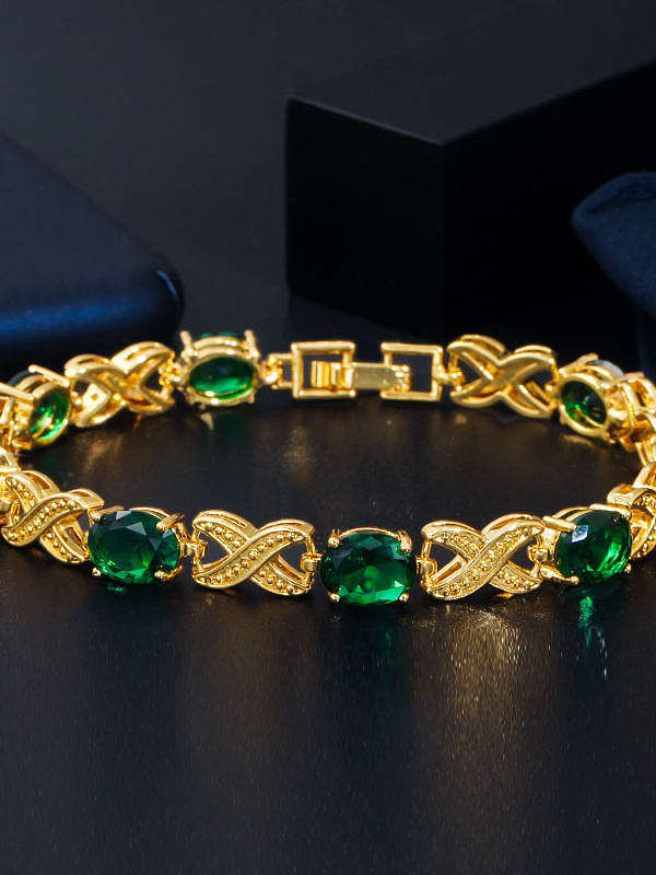 Copper Cubic Zirconia Geometric Luxury Bracelet