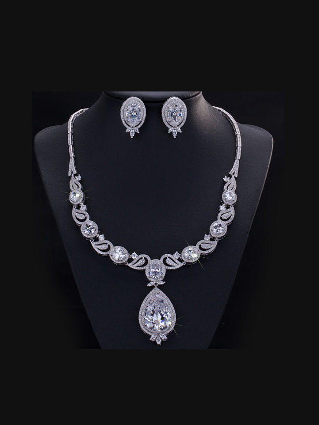 Water Drop Wedding Accessories Two Pieces Jewelry Set