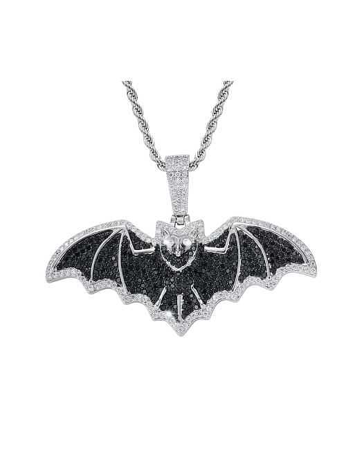 Brass Cubic Zirconia Black bat Hip Hop Necklace