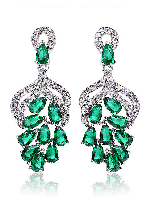 Flower shaped Shining AAA Zircons Fashion Drop Earrings