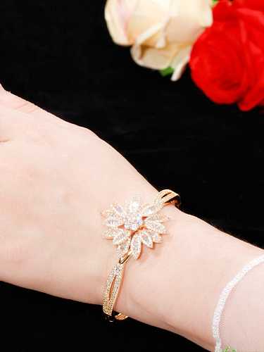 Copper With Cubic Zirconia Fashion Flower Bangles