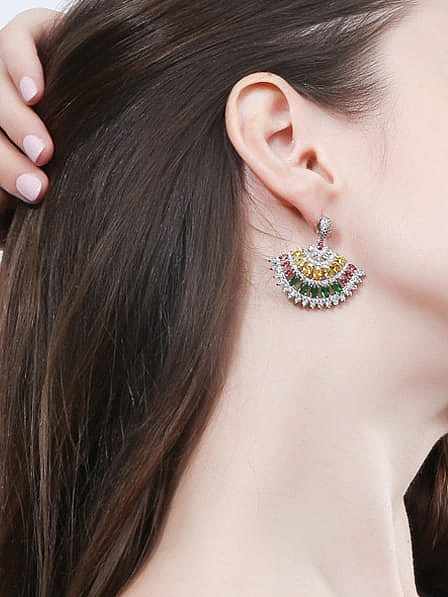 Kupfer Cubic Zirkonia Luxuriöses unregelmäßiges Ohrring- und Halsketten-Set