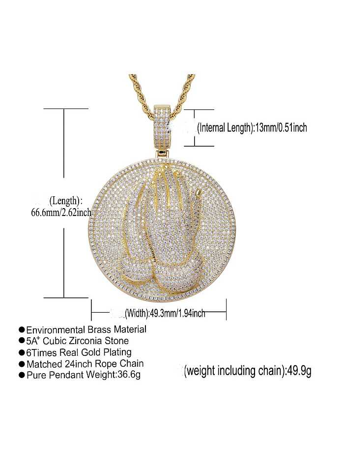 Brass Cubic Zirconia Round Hip Hop Necklace