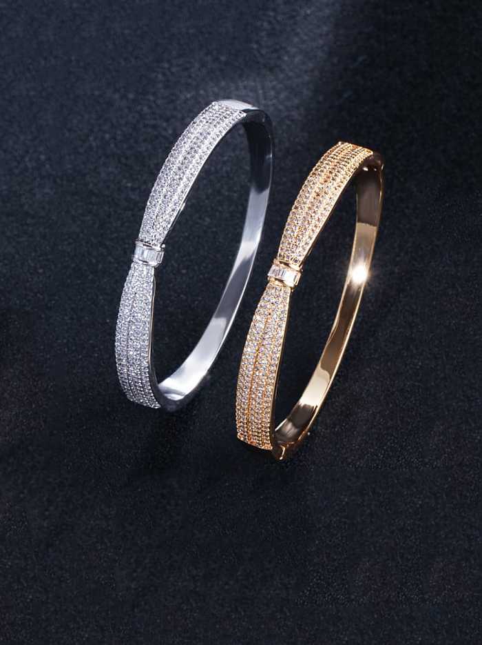 Brass Cubic Zirconia Butterfly Classic Band Bangle