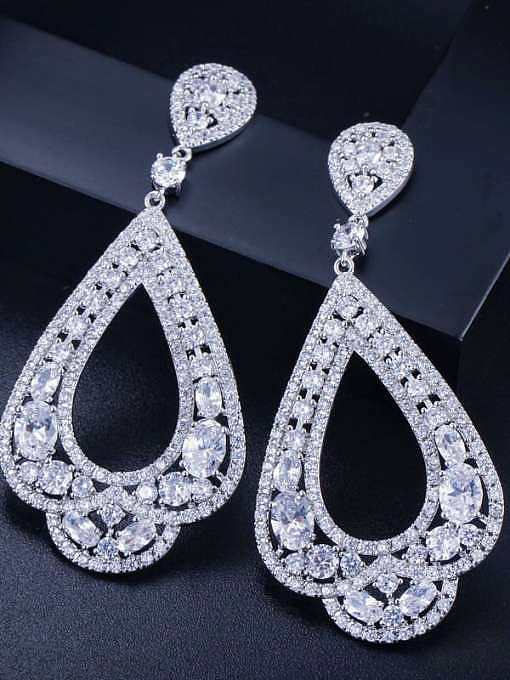 Brass Cubic Zirconia Water Drop Luxury Drop Earring