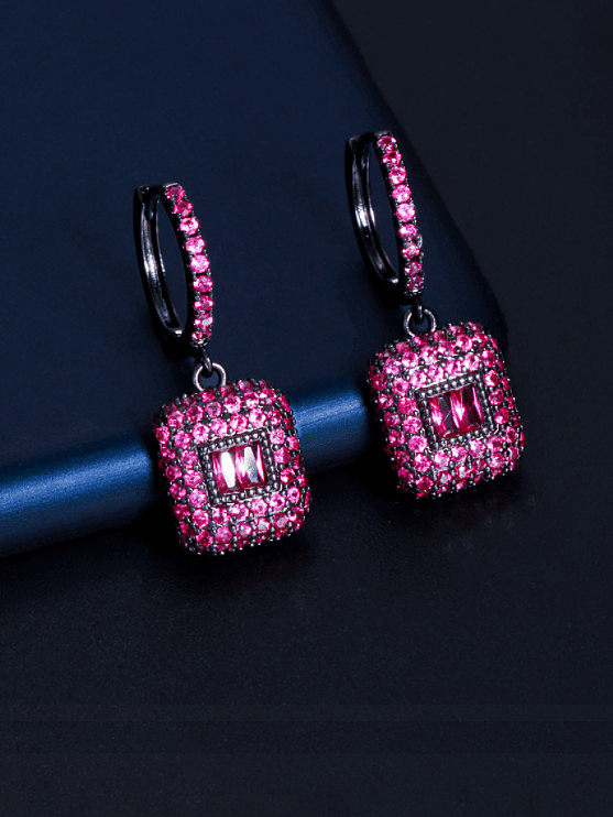 Brass Rhinestone Geometric Vintage Huggie Earring