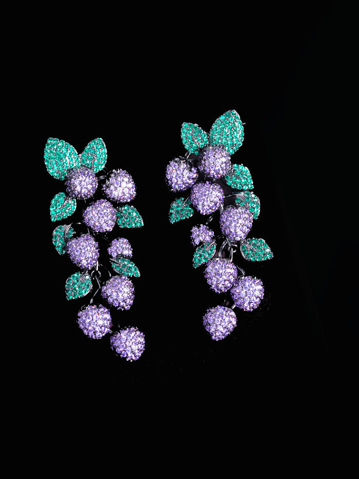 Brass Friut Grape Luxury Cluster Earring