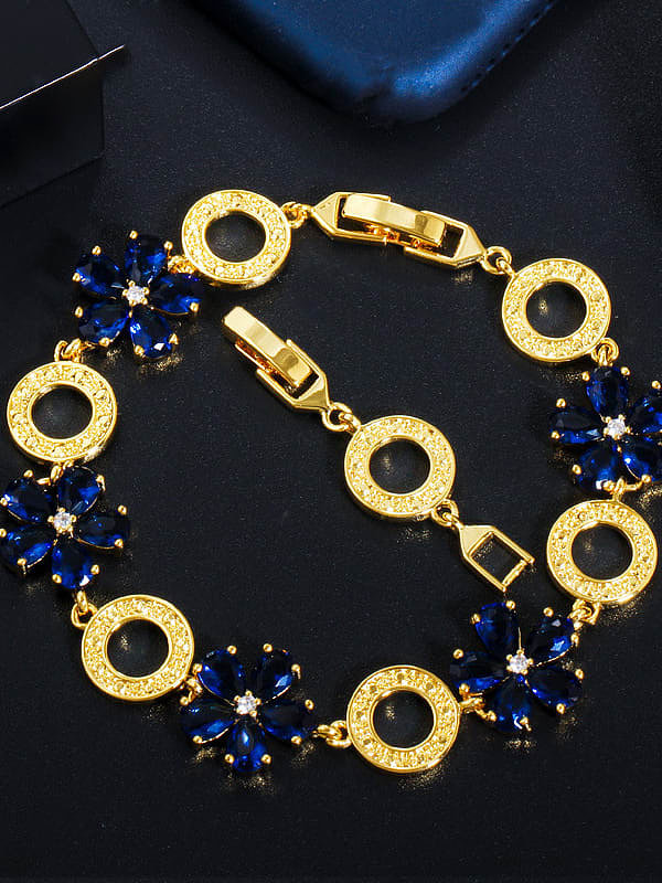 Copper Cubic Zirconia Flower Luxury Bracelet