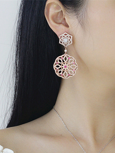 Rose Gold Plated Flower drop earring