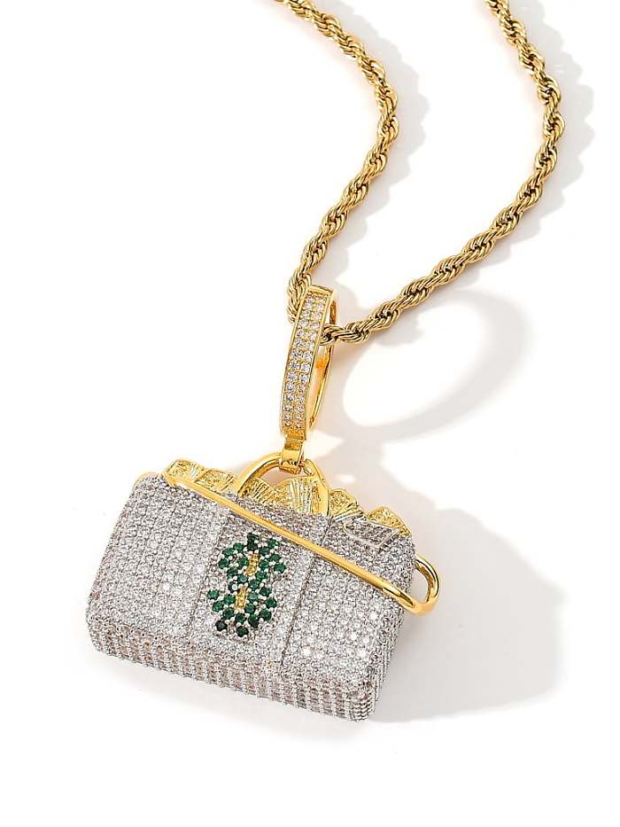Brass Cubic Zirconia dollar packet Luxury Necklace